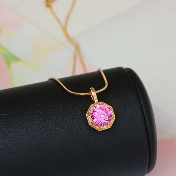 "Elegant Gold-Plated Light Purple Pendant, XPPT1391 - Picture 4 of 13